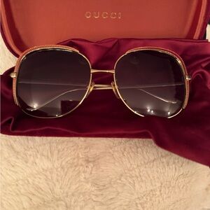 Gucci Women's Gold Frame Sunglasses with Dark Lenses